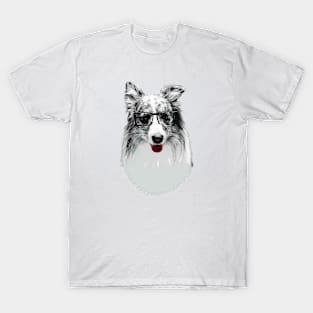 Smart Border Collie Dog with Glasses T-Shirt